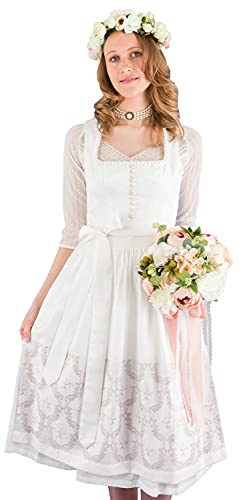 Country-Line Midi Dirndl Hochzeitsdirndl festlich Tramontana T-9203/7 Creme/rosa
