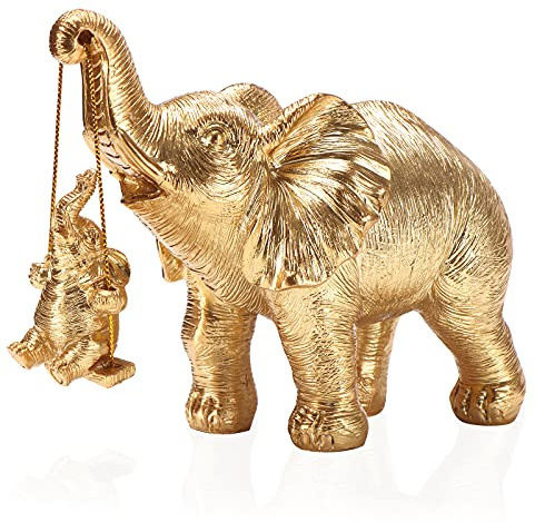 ZJ Whoest Elefantenstatue Gold Elefant Dekor Bringt Glück, Gesundheit, Stärke Elefant Geschenke für Frauen, Mama Geschenke Dekorationen