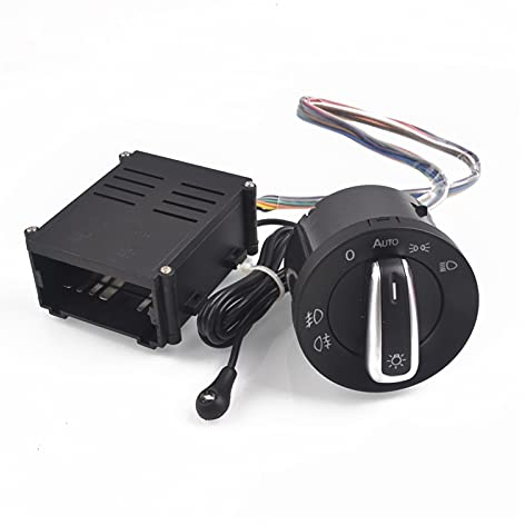 Shenghao Yige Store Auto Chrom Lichtschalter Auto Lampe Sensor Licht Fit für VW Polo 9n 9N3 Passat B5.5 Transpoter Sharan 1C0941531 / 3BD + Autoscheinwerfer