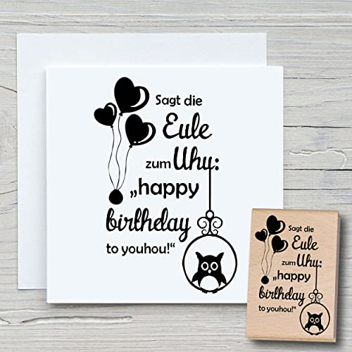 NEWSTAMPS Stempel Sagt die Eule Motivstempel groß aus Holz & Gummi zum Karten basteln, Holzstempel, Sprüche, Spruchstempel, Textstempel, Schrift, Scrapbook, Textilstempel, Deko