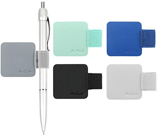 ProCase 【5 Pack Self Adhesive Pen Loop Holder, for Dairy Notebooks Journals Planners, Elastic Stick On Pen Holder Stylus Loop -Mixed
