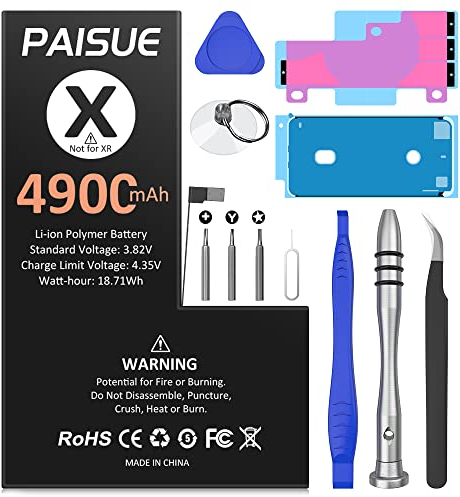 Batterie pour iPhone X, Ultra Haute capacité Remplacement de Batterie pour iPhone X modèles A1865, A1901, A1902 avec kit d'outils