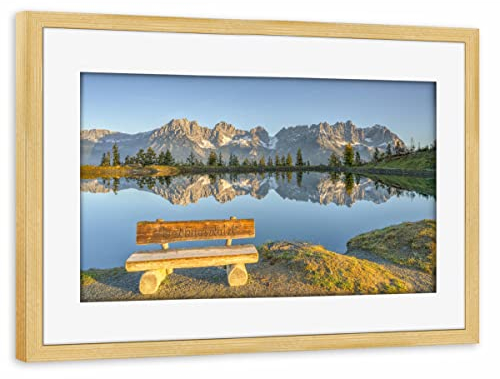 artboxONE Poster mit Rahmen Kiefer 45x30 cm Lieblingsplatzl Wilder Kaiser von Michael Valjak - gerahmtes Poster