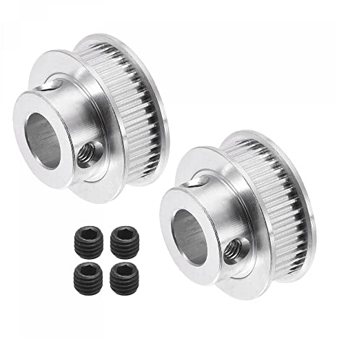 sourcing map 2Stk 40 Zähne 10mm Bohrung Zahnrad Aluminium Synchronrad Silber für 3D Drucker Gürtel CNC Maschine