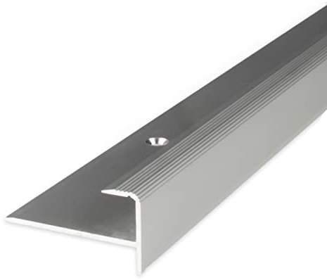 PROVISTON profil de finition à emboîter | Alu anodisé | Argent | Largeur 37 mm | Épaisseur sol 10,3 mm | Longueur 1000 mm | À visser | Nez de marche escalier | Nez de marche parquet | 1 pc