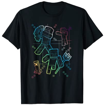 Minecraft Group Shot Rainbow Collage T-Shirt
