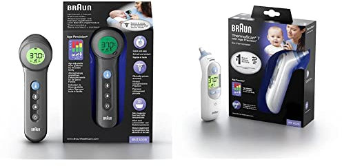 Braun No touch + touch forehead thermometer with Age Precision Technology & Healthcare ThermoScan 7 Ear thermometer with Age Precision (accurate, convenient, temperature screening)