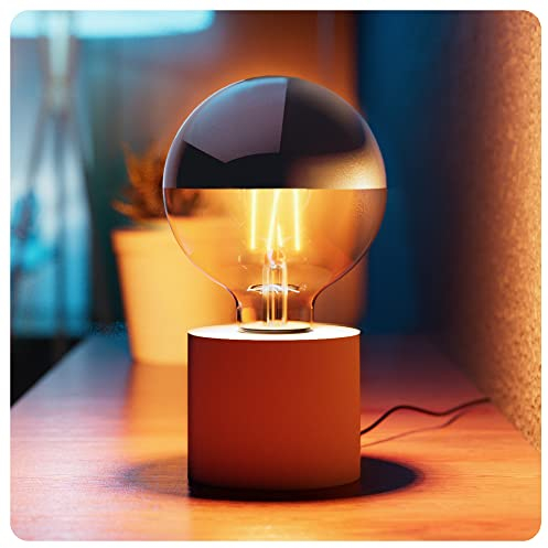 SSC-LUXon NAMBI Tischlampe weiß blendfrei inklusive LED Kopfspiegel E27 Glühbirne warmweiß - Leselampe mit Kabel und Schalter
