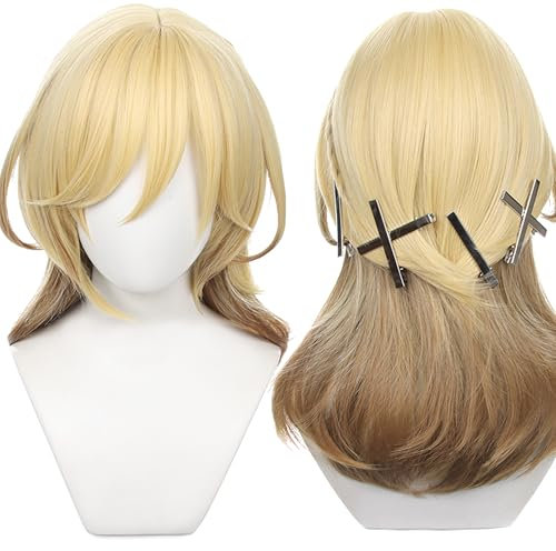 Cosplay Wig for Anime Wigs Golden Gradient Hair Synthetic Fabric for Men Comic Con, Cosplay Show, Halloween