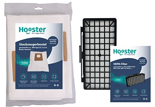 10 Staubsaugerbeutel für Siemens Q5.0 + passender HEPA Filter | für Siemens Q5 Staubsauger VSQ5X1230