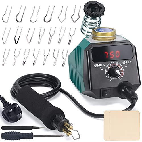 YIHUA 939D-V Wood Burning Kit with Digital Display with 20 Wire Nibs, Detachable Wood Burning Pen, 2 Wood Pieces, Tweezers Used as Wood Burning Tool and Branding Iron for Wood