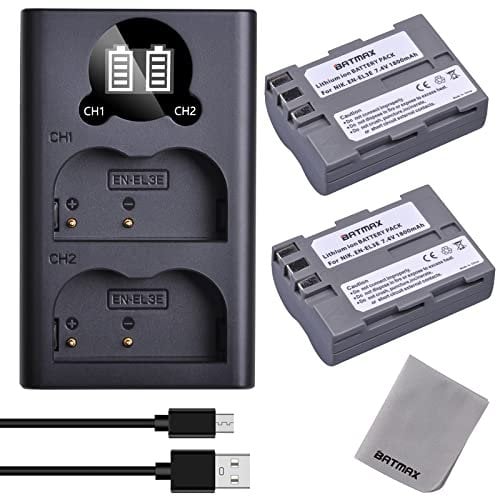 Batmax EN-EL3E EN-EL3 Battery and Rapid Dual Charger with Type C port Compatible with Nikon D30, D50, D70, D70s, D80, D90, D100, D200, D300, D300S, D700 D900 Digital Camera