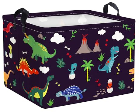 Clastyle Niedlich Dinosaurier Kinder Wäschekorb für Jungen Mädchen Wasserdicht Spielzeug Kleidung Würfel Aufbewahrungskorb für Kinderzimmer (Dinosaurier, 40*30*30 cm)