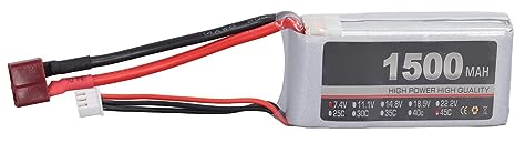 LiPo Battery, 7.4V 2S 1500mAh 45C High Rate LiPo Battery Replacement for Remote Control Aircraft Model (T Plug)