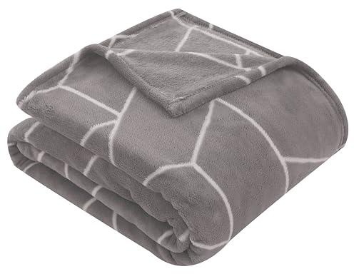 one-home Kuscheldecke Tagesdecke Geometrisch Grau Kuschelig Flauschig Warm Soft Fleece Wohndecke Couch Sofa Decke, Größe: 150x200 cm