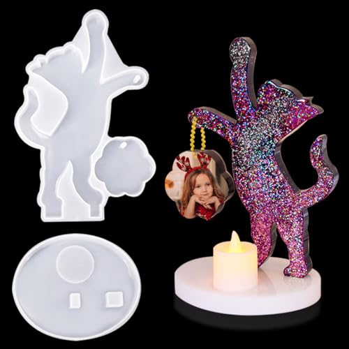 Zayookey Kerzenhalterform Katze Kerzenständer Harzformen Kerzenhalter Epoxidharz Silikonform Tier Teelichthalter Silikon Gießform Candlestick Resin Mold für Handgemachte Duftkerzen