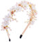 IYOU Braut Hochzeit Haarband Gold Blume Haarbänder Perlen Kopfstück Kommunion Braut Haarschmuck für Frauen und Mädchen