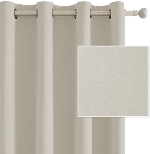 Ystyle Tende Oscuranti per Interni 2 Pezzi, 140x240 CM, Termiche Isolanti, Anti-Rumore, con Anelli, Tenda Moderna Per Camera da Letto e Soggiorno, Beige