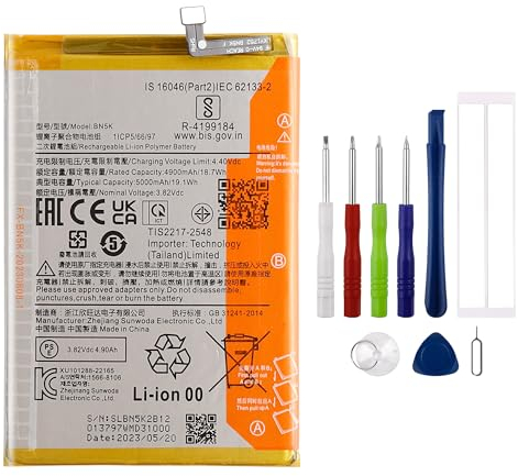 Swark Akku BN5K Kompatibel mit Xiaomi Redmi 12C 4900mAh Replacement Battery with Werkzeugsatz