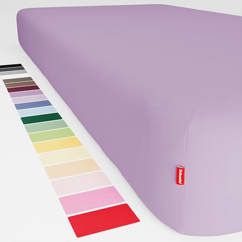 Schuette® Spannbettlaken 90x200cm bis 25cm, 100% Baumwolle, Hellviolett | Blickdicht, Faltenfrei, gegen Geruch, gegen Einlaufen, 100% Superfluff Baumwolle, Bettlaken, Laken, Betttuch, Spannbetttuch