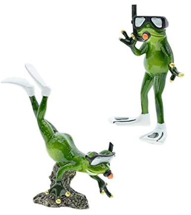 CAXUSD Kunstharz Taucher Frosch Ornament Paar Garten Deko Kompakt Wetterbeständig Gartenszene Hof Balkon Dekoration