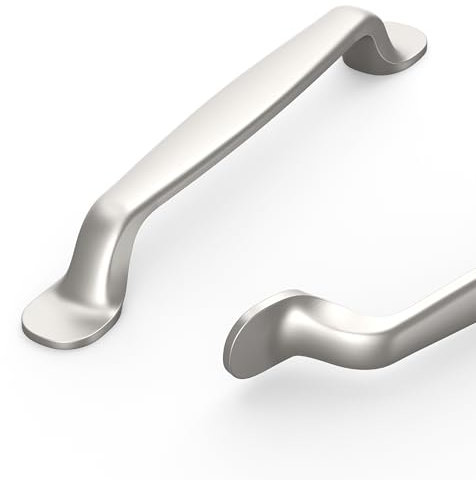 Coinkoly 10 Pack Brushed Satin Nickel Cupboard Handles - 128mm Hole Centers - Kitchen & Wardrobe Handles - UK0004