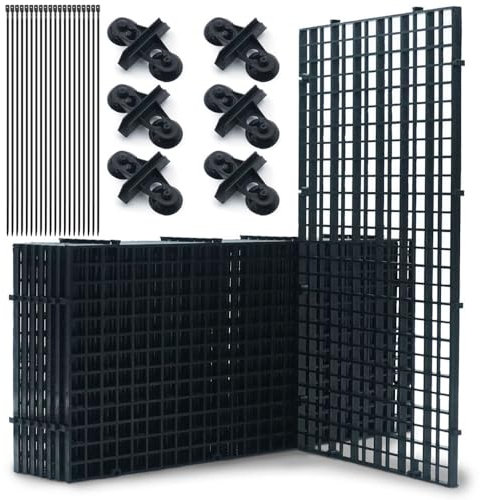 LINLAN Aquarium-Trennwandsatz für Aquarien, 8 Stück 15X30cm Kunststoffgitter mit 6 Saugnapfclips und 20 Kabelbindern, Eierkiste zur Fischisolation(Schwarz)