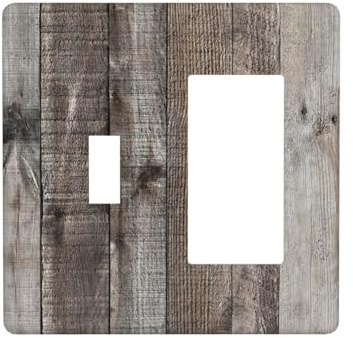 Cubierta decorativa para interruptor de luz de madera Rusitc de 2 bandas, color marrón oscuro