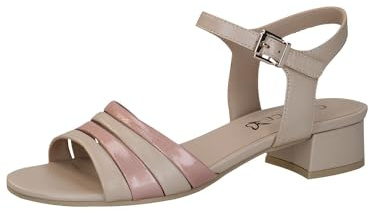CAPRICE Damen Sandalen mit Absatz aus Leder Festlich, Beige (Beige/Pink), 38.5 EU