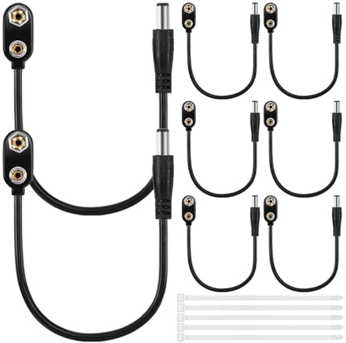 MKBKLLJY 8St. 9V Batterieanschlussklemme Stromkabel Schnappadapterhalter mit 2,1mmx5,5mm Kunststoff I-Typ DC Stecker Konverter und Kabelbinder für Stecker Arduino LED Strip