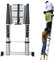 ZFLHIOR Teleskopleiter Teleskopleitern Mehrzweck-Ausziehleiter Teleskopleiter 5 m/6 m/7 m/8 m hohe Teleskopleiter mit Stabilisatorstange, Aluminium-Ausziehleiter für Dachboden Industriehaus