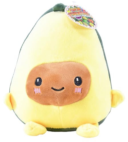 Kögler 97354 - Supersofte Plüsch Avocado, Freche Früchtchen Squishy, flauschig-kuscheliges Plüschtier mit Gesicht, ca. 20 cm
