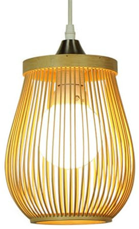 Lampada a sospensione piccola in legno Lampada a sospensione geometrica in stile cinese Lanterna chic Lampada a sospensione naturale Apparecchio con baldacchino in legno Plafoniera in bambù per