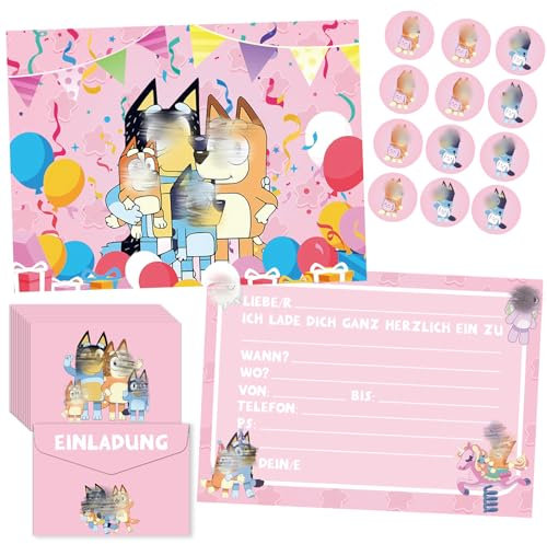Dekewe 12 Stück Einladungskarten Kindergeburtstag Mädchen Junge, Thematische Party Geburtstag Einladungskarten, Kindergeburtstag Einladungskarten für Feierlichkeiten oder Geburtstagsfeiern
