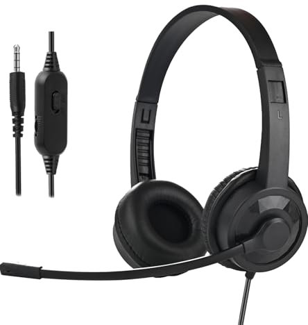 Ladont 2 Pack Kids Headphones with Microphone for Classroom School Student K-12, 3.5mm Jack Wired Headset with Microphone for Laptop Chromebook Computer PC-Black