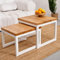 Raw Furniture Designs Couchtisch Massivholz - Set 2er Handgefertigt Couchtischen - Kleiner Quadratisch Tisch - Wohnzimmertisch - Coffee Table (Helle Holz, Weiß, Vertikal Tischplatte)