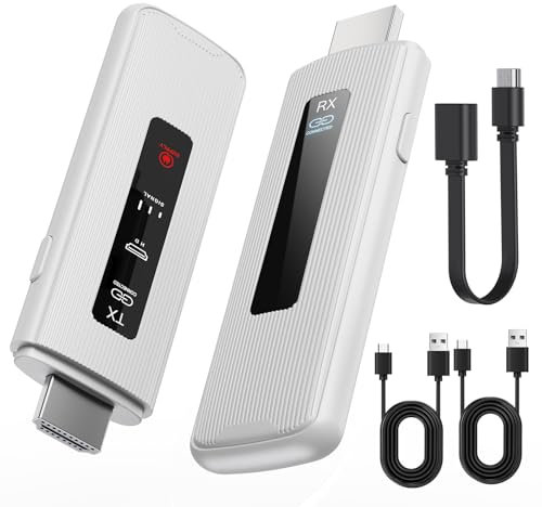 TSUPY Émetteur et récepteur Hdmi sans Fil, Extension HDMI avec écran LED,Portée de 50M, 1080P Full HD, 2,4G/5G,pour Ordinateur Portable, PC vers TV HD, Projecteur,Plug & Play,Blanc