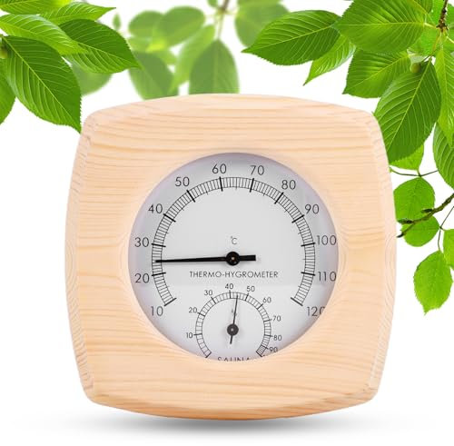 2-in-1 Sauna Thermometer and Hygrometer, Square Wood Thermo-Hygrome ter, High Accuracy Sauna Accessories Hygro meter, Digital Thermometer Hygrom eter for Steam Room Sauna Room