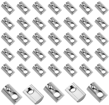 WJUAN 40 pezzi Nutensteine M8, dadi scorrevoli in acciaio al carbonio M8 con sfera a molla, profilo in alluminio, dadi a T, serie 40, per costruzione, carpenteria e telaio in alluminio industriale