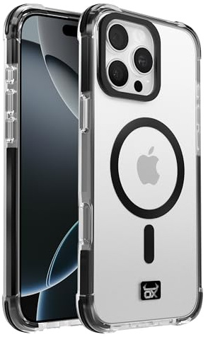 OX Armour Case for iPhone 16 Pro Max - Shockproof Military Grade 3M Drop Protection Reinforced Corner Anti Scratch Cover Screen & Camera Lens Protector - Compatible with MagSafe - Bear Black