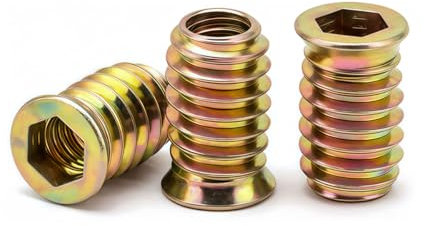 Drenky Einschraubmutter M6, 40 Stück Gewindeeinsätze für Holz M6x15mm Einschlaggewinde Einschraubmuffen Verzinkte Innensechskant, Einschraubhülse Gewindeeinsatzmuttern für Holzmöbel