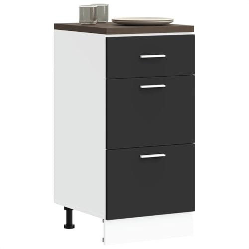 HOMTAKIE Armoire de Plancher Noir 40x46x81,5 cm Bois d'ingénierie