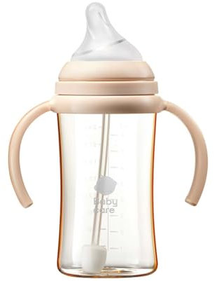 Bc babycare naturale Feeling Biberon con manici Anticolica 3-6Mesi + da 240ml, Biberon con Tettarella in Silicone Morbida e Flessibile, flusso lento, 1 Pezzo, Colore Rosa