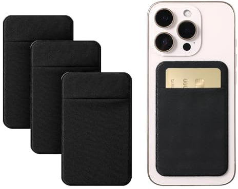 4 Stück Handy-Kartenhalter mit Selbstklebendem Aufkleber,Schwarz Handy-Kartenfach Brieftasche Handy Kartenhalter zum aufkleben für Smartphones Kartenetui aus Stretchstoff, Handy-Kartenfach Brieftasche