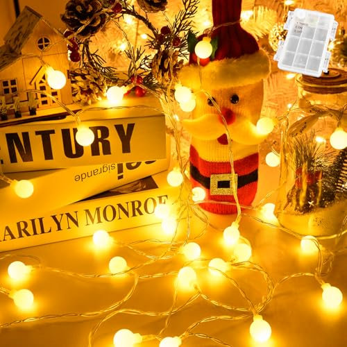 Gcstnn Guirlande lumineuse d'extérieur - 3 m - 20 LED - Blanc chaud - Avec minuterie de 6 h - Étanche IP65 - Pour chambre à coucher, balcon, chambre d'enfant, arbre de Noël