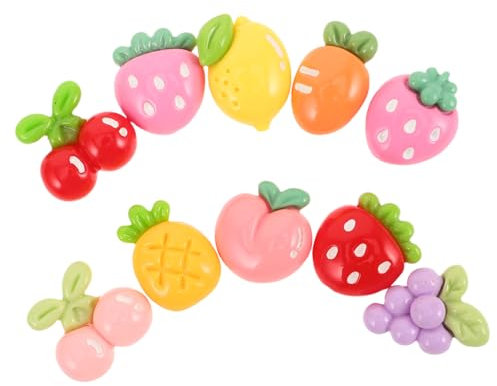 HORIALENCE 10pcs Resin Flatback Fruit Charms for Crafting Includes Peach Strawberry Lemon Cherry More Resin Fruit Pendants for Scrapbooking Decoration