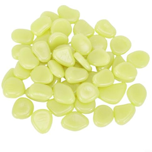 Photolumineszierende Kieselsteine (50 Stück) für Innen- und Außenbereich, Garten- und Aquarium-Dekoration (gelb)