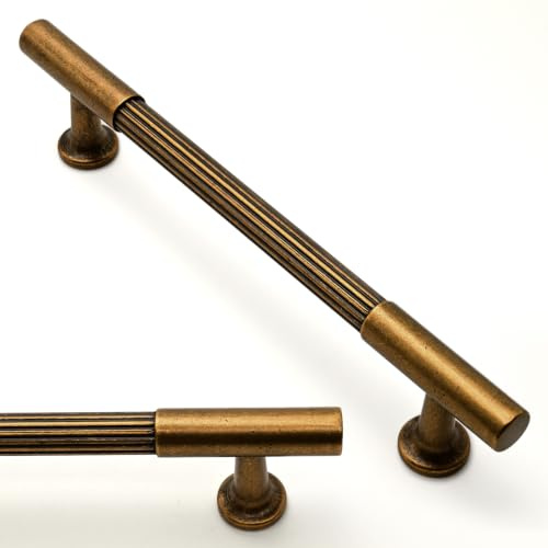 Asimerdeco 10 Pack Antique Brass Cabinet Pulls 5 Inch(128mm) Kitchen Cupboard Handles Solid Heavy Duty Zinc Alloy Drawer Pulls