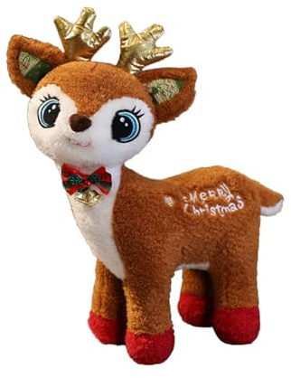 WEKAMOS Weiches Plüsch Rentier Figur Weihnachtsdeko Braunes Hirschmotiv Kuscheltier Für Tisch Regal Sofa Weihnachten Party Zimmer Dekoration
