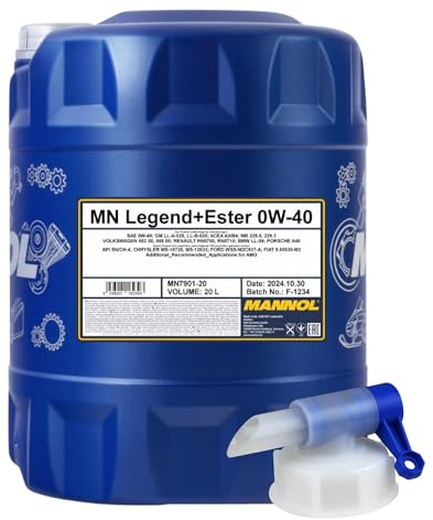 20 Liter MANNOL Motoröl SAE 0W-40 LEGEND+ESTER Engine Oil Öl inkl. Auslaufhahn